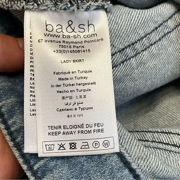 ba&sh Faded Denim Lady Skirt Midi Size 3 = US Large - Picture 11 of 12